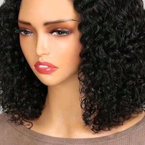 8 Inch Curly Black Wig for Women